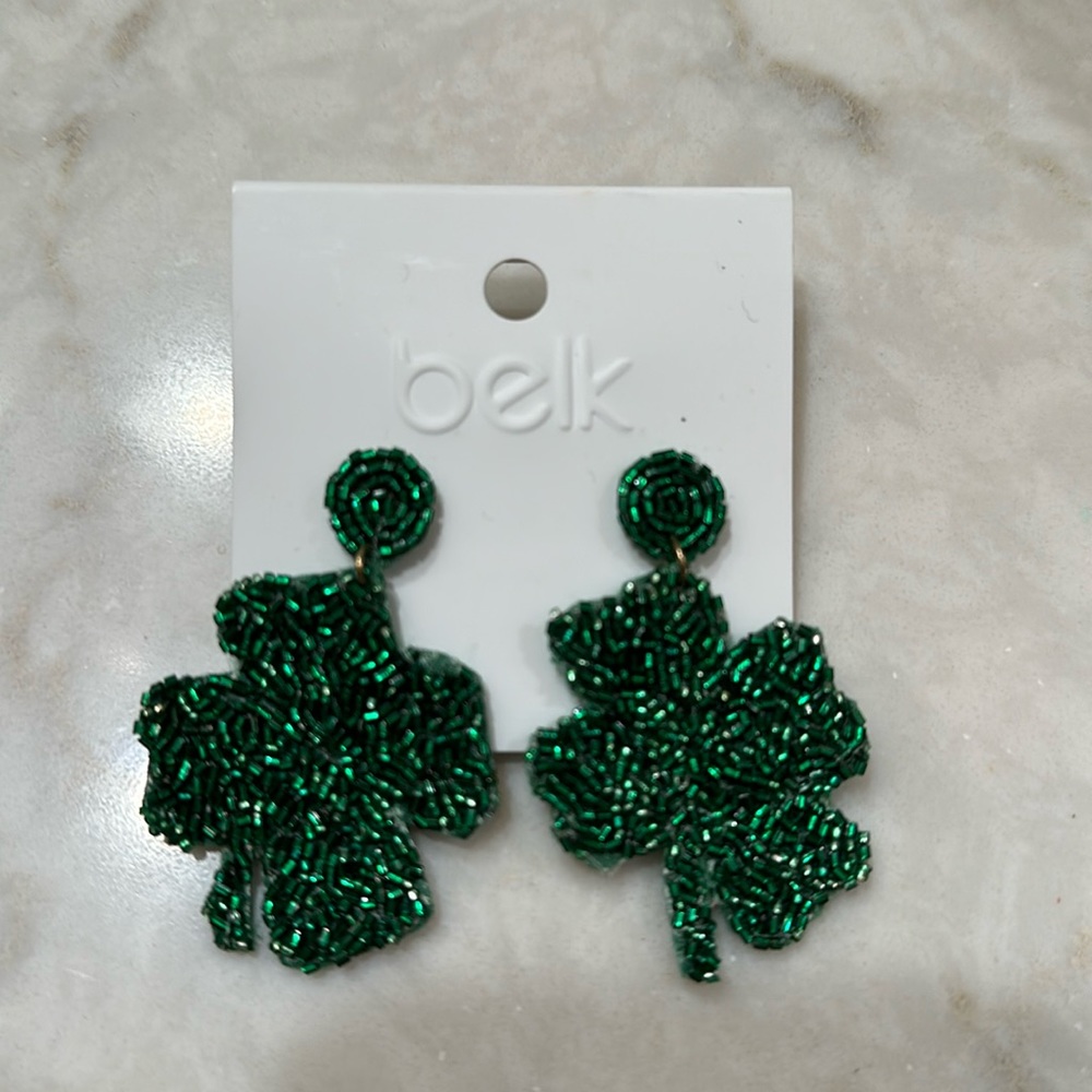 Green Four-leaf Clover Shape Earrings St. Patrick Day Ornaments Earrings